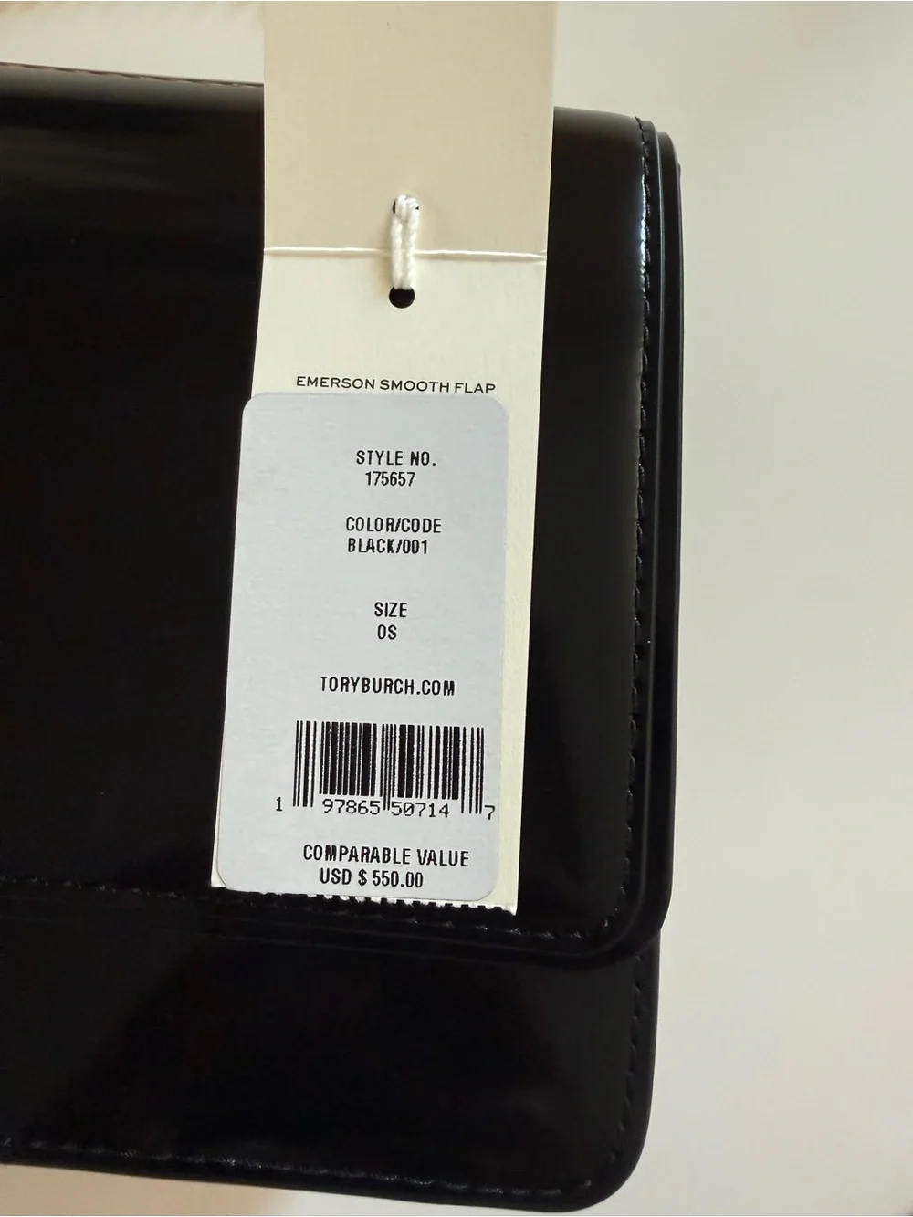 NWT TORY BURCH EMERSON SMOOTH FLAP ADJUSTABLE. SHOULDER BAG BLACK $550